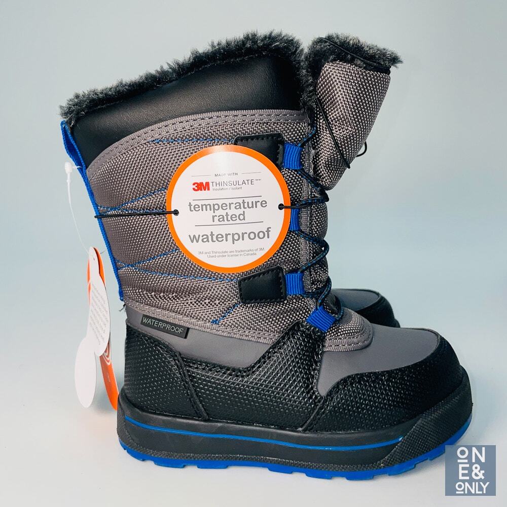 WONDER NATION Toddler Boy Sz 8 Winter Boots Bungee -20 Temp Rated Waterproof NEW